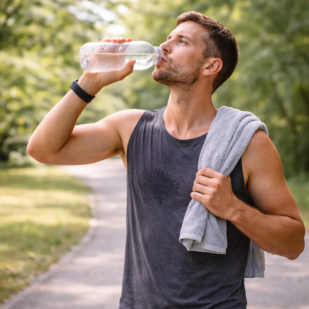Woman drinking water after workout representing hydration and weight loss support