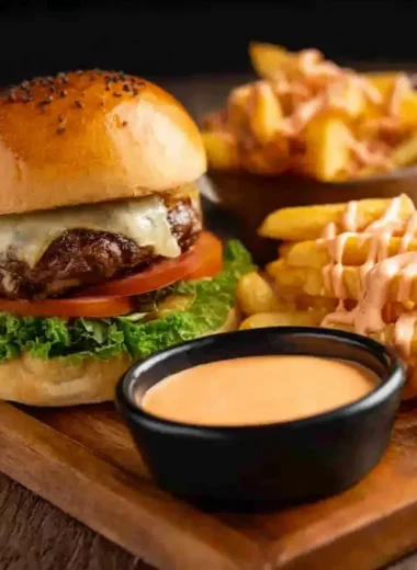 Warlockian Sauce Recipe Served with Cheeseburger and Fries