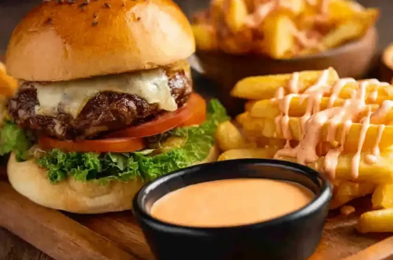 Warlockian Sauce Recipe Served with Cheeseburger and Fries