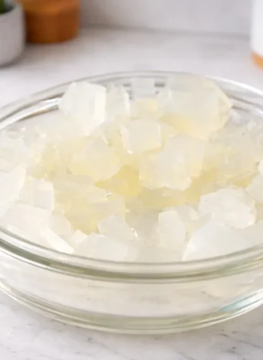 Gelatin Trick for Weight Loss gelatin cubes in a glass bowl prepared for a viral weight loss recipe
